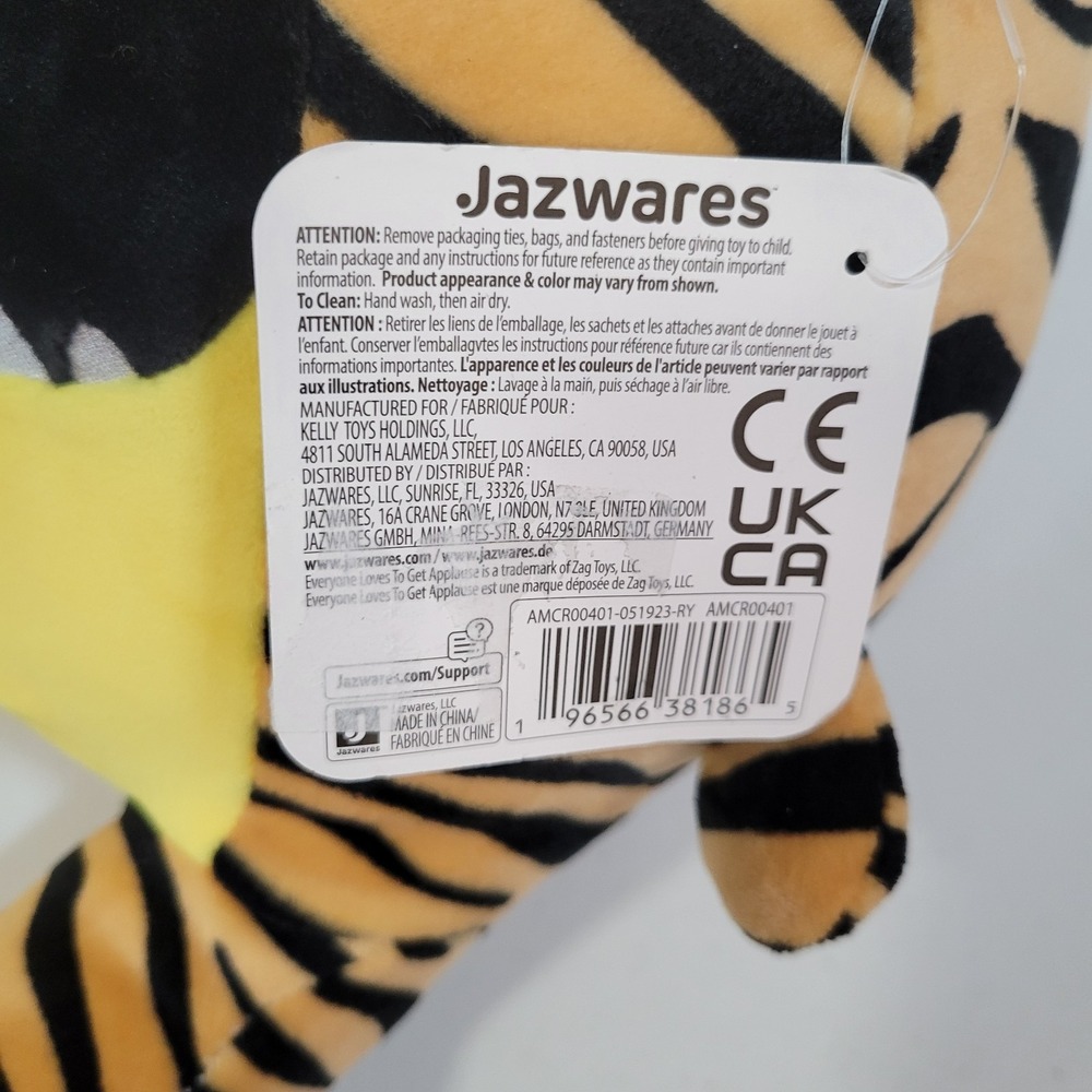 Jazwares Jungle Tiger Stuffed Animal Plush 11" x 9" New With Tag NWT 0356 - Picture 5 of 9